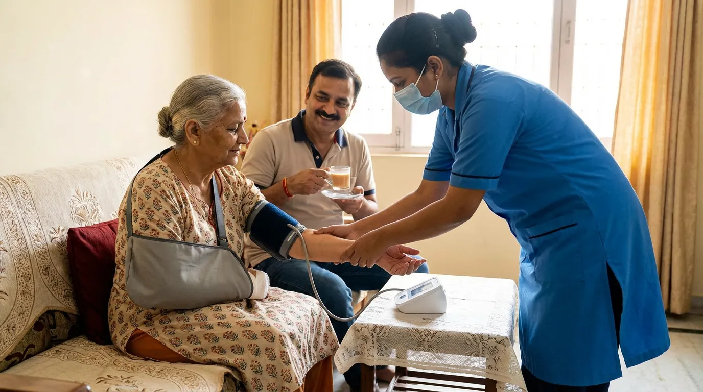 Patient leaving hospital with support
