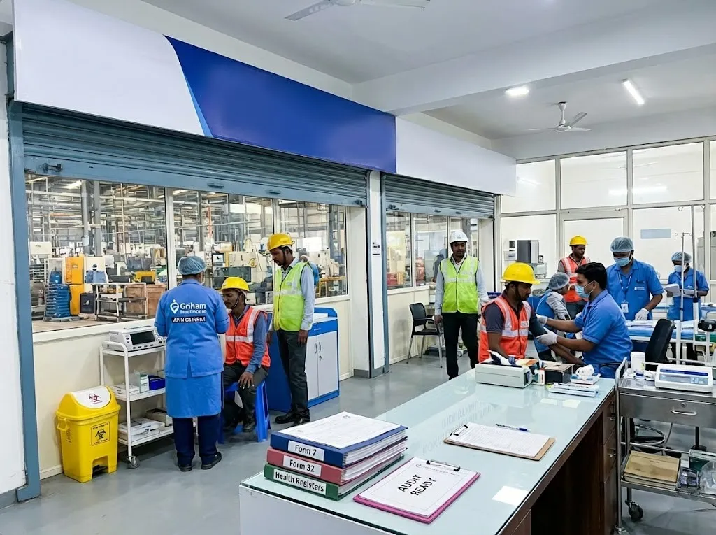 Factory worker getting medical checkup in Ranchi